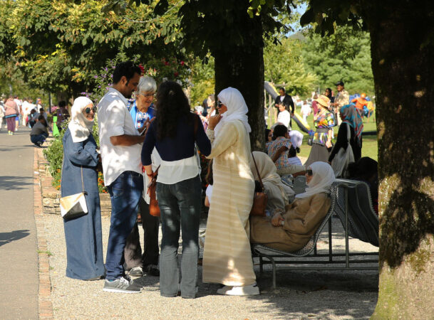 Switzerland Talking With Tourists